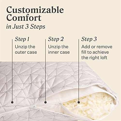 Coop Home Goods Original Loft Pillow Queen Size Bed Pillows for Sleeping Adjustable Cross Cut