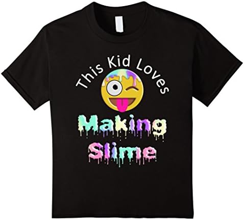 unisex-child Slime Emoticon This Kid Loves Making Slime Funny T-Shirt 8 Black