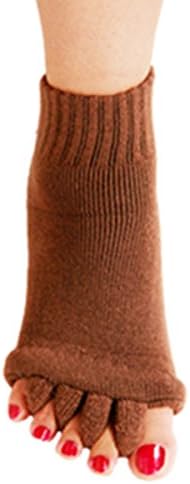 1 Pair Yoga GYM Massage Five Toe Separator Socks Foot Alignment Pain Relief Hot (One Size, coffee)