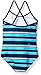 Kanu Surf Girls' Layla Beach Sport Banded 1 Piece Swimsuit, Bridget Navy/Aqua Stripe, 14