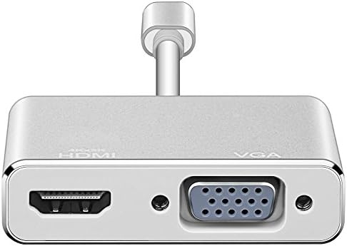 USB-C to VGA HDMI Adapter, VGA 1080p and HDMI 4K, DigitCont USB 3.1 Type C 2 in 1 Video Converter Adaptor for 2017 New MacBook/Chromebook Pixel/Yoga 900/USB-C Devices to HDTV/Projector