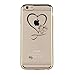 iPhone 6 Plus Case, iPhone 6S Plus Case,UZZO iPhone 6/6S Plus 5.5 inch Gold Plating Bumper TPU Case Cover with Love Heart Design Inside Glitter Diamond Crystal Clear TPU Protective Case Cover