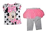 Disney Minnie Mouse Polka Dot T Shirt and Ruffled Flounce Capri Legging Outfit