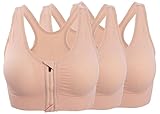 HENNY RUE Women's Front Zipper Closure Sports Bra Padded Workout Yoga Bras
