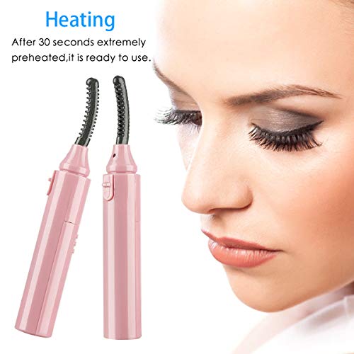 Eyelash Curlers Portable Heated Electric Best Eyelash Curlers with Comb Led Light Long Lasting Eyelash Curler (Battery not included) (pink)