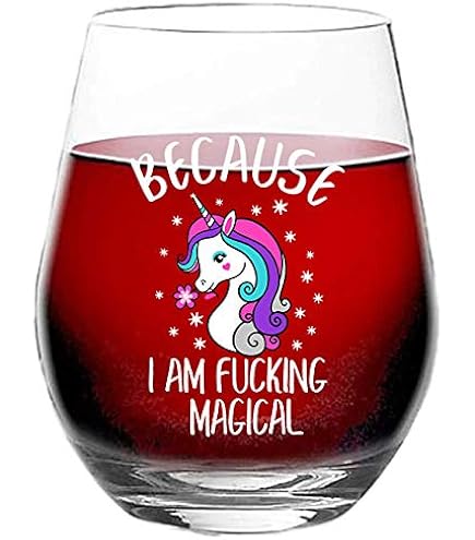 'She Is Beauty She Is Grace' Funny Unicorn Wine Glass - 15 Oz Stemless, Gift For Unicorn Lovers