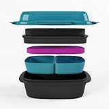 CoolBites Premium Bento Lunch Box - BPA Free Leakproof Multi Compartment Convertible Lunch Container with Built-in Freezable Gel Ice Pack
