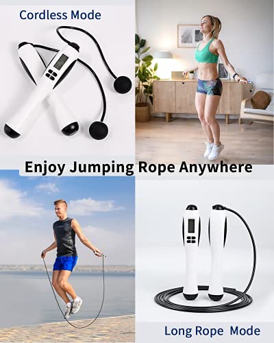 Jump Rope Counter, cordless skipping rope with Calorie Counter,weighted jump rope for woman, man, kids, Fitness, Crossfit, Exercise , Boxing, Gym