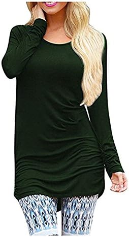 Teamoluna Womens Basic Long Sleeve Slimming T Shirt Dress Tunic Top (US,L/Asia,XL) Army Green