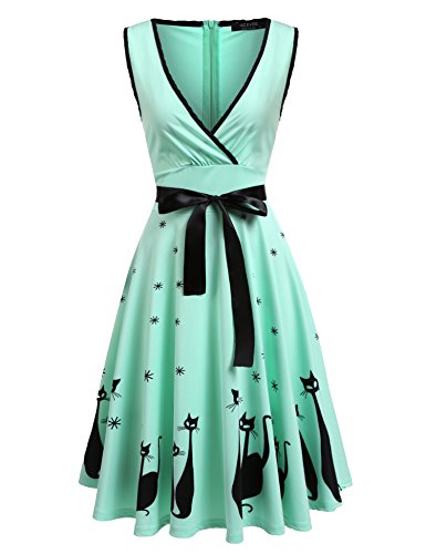 ACEVOG Women's Floral Print Flowy Sleeveless Swing Maxi Dress