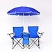 G Camping Chairs w/Umbrella Mini Table Beverage Holder Carrying Bag, Beach Patio Pool Park Outdoor Portable FoldingPicnic Chair, Blue