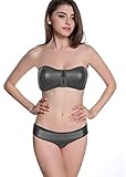 FloraVogue Neoprene Bikini Strapless Wet Suit PU Swimwear Set Top & Bottom FBA