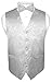 Men's Paisley Design Dress Vest & Bow Tie SILVER Grey Color BOWTie Set