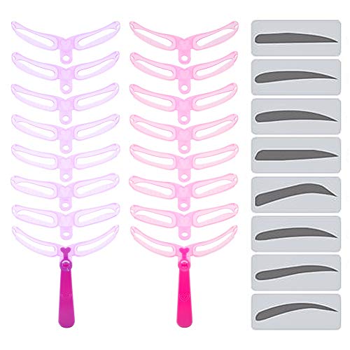 BKpearl 16 pcs Eyebrow Stencils, Reusable Brow Shaping Templates Eyebrow Drawing Guide Card