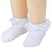 Epeius Baby-Girls Eyelet Frilly Double Lace Socks Infant Girls Princess Socks for 9-18 Months,White/Pink/Off White/Mint/Purple (Pack of 5)