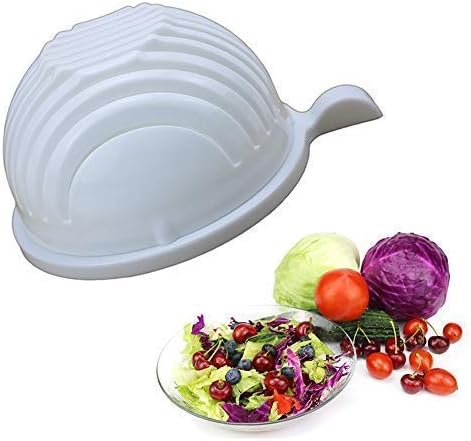 PFFY Salad Cutter Bowl Salad Maker Easy Fruit Vegetable Cutter Bowl Fast Fresh Salad Slicer Salad Chopper White
