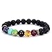 ARMRA 7 Chakras Diffuser Bracelet Lava Stone 8mm Yoga Beads Essential Oils Bracelet with Transparent Dropper primary