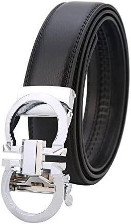 Mens Genuine Leather Rachet Dress Belt Comfort Click on Automatic Gold Or Silver Buckle Belt 35mm