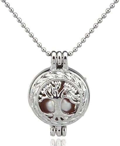 Tree of life locket Necklace, Tree Pearl Cages, Beads Cage, Open Pendant, Essential Oil