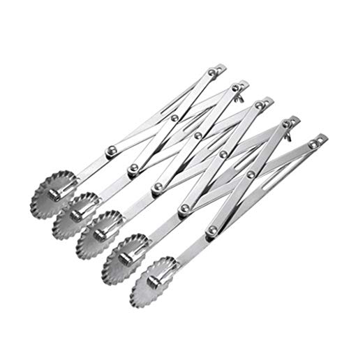 Stainless Steel Pizza Cutter, Nesee Multi Wheel Brownies Cookies Cake Pastry Cutter Straight Fluted Cutter Pizza Rocker Cutter - Super Sharp Easy to Clean Slicer (D)