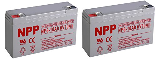 NP 6V 10Amp 6 Volt 10Ah SLA Sealed Lead Acid Battery With F1 Style Terminals / 2 Pack
