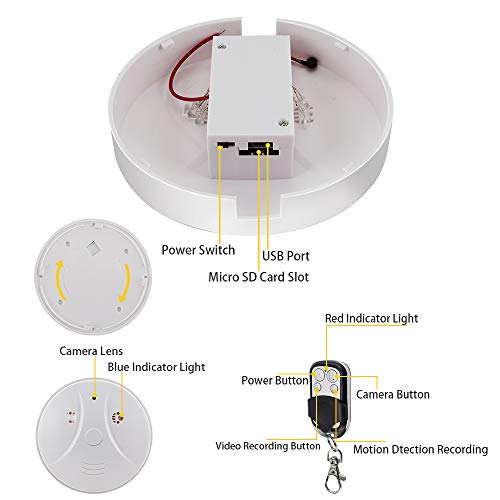 Toughsty 16GB 1080P HD Home Security Camera Recorder Smoke Detector Fire Alarm Hidden Spy Cam Motion Activated 24 Hour Surveillance - Thumbnail 4