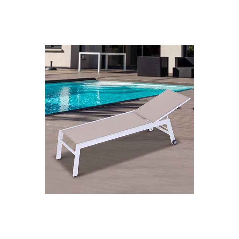 Outsunny Tumbona Multiposiciones de Jardín con Respaldo Reclinable en 5