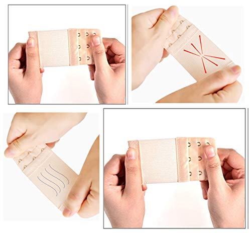 6Pcs Women Bra Extenders Bra Strap Extenders for Ladies Soft Bra Extension Strap Comfortable Set 3 Rows 3 Hooks Elastic Extender Black-Beige-White