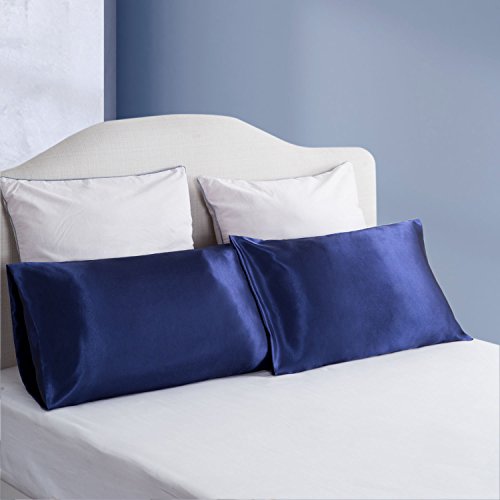Compare Price navy blue satin pillowcase on