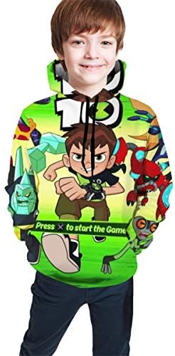 Teen Boys Girls 3D Printed Novelty Hoodies Ben-10 and Alien Hero Sweatshirts Pullover
