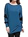 Allegra K Women's Color Block Batwing Sleeves Loose Tunic Top L Blue (US 14)