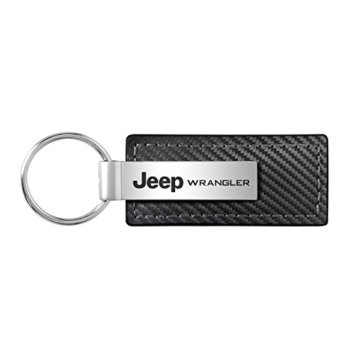 Jeep Wrangler Black Carbon Fiber Texture Leather Key Chain