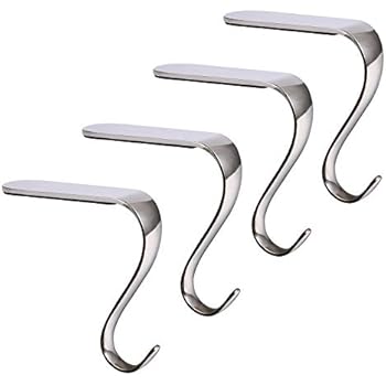 DOYOLLA Christmas Stocking Holders Xmas Fireplace Hanger Hooks Set of 4 (Silver)