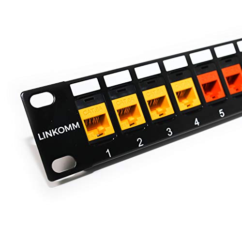 LINKOMM 25-Pack RJ45 Cat6 Slim Profile UTP Unshielded Keystone Jack with Punch-Down Palm Holder (Yellow)