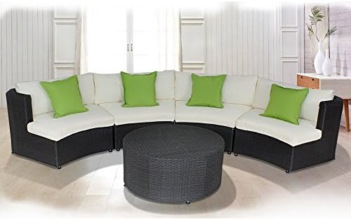 Husen Round Edg Sofa Patio Furniture Wicker Furniture Set Couch Sectional (5 PCS)