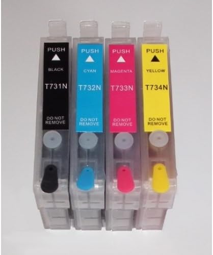 A set of four (empty) Refillable Cartridges for 60 T060 T0601 / T0602 / T0603 / T0604 Auto Reset Chips Compatible with CX3800 CX3810 CX4800 CX5800F CX7800 CX4200 C68 C88 C88+ Printers