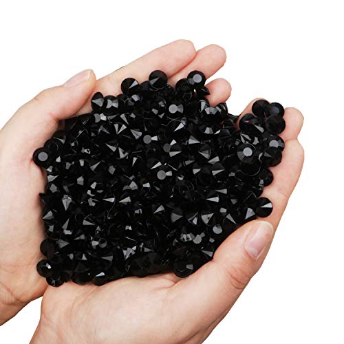 Meching Acrylic Diamonds Crystals 11OZ(1100 PCS) Bottle Round Diamond Crystals Treasure Gems for Table Scatters, Vase Fillers, Event, Wedding, Birthday Decoration Favor, Arts & Crafts (Black)