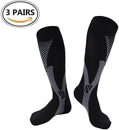 Compression Socks for Women Men Knee High 20-30 mmhg,BEST Graduated Stockings for Running Nurses Flight Travel Maternity Pregnancy Recovery 3 Pairs