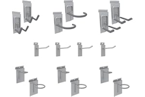 Crownwall Slat Wall Accessories Heavy Duty Steel Locking Sports Kit Slatwall Panels, Easy Storage and Organization for Sports Gear and Equipment - (16-Piece)