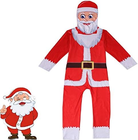 Child Kids Christmas Santa Costume Onesie Xmas Party Dress Up Jumpsuit Bodysuit
