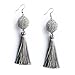 MHZ JEWELS Grey Beaded Ball Tassel Earrings Seed Beads Vintage Long Dangle Drop Tassel Earrings Women Girls