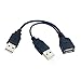CY USB 2.0 A to Dual A Male Extra Power Data Y Extension Cable for 2.5