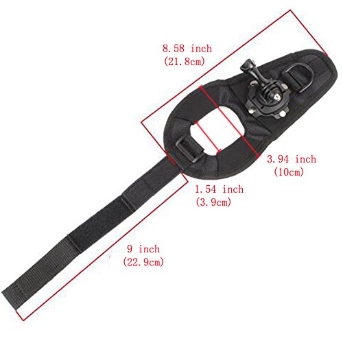 Walway 360 Degree Rotation Glove Style Band Wrist Strap Mount Strip Belt for GOPRO HERO 6/5/5 Session/4 Session/4/3+/3/2/1, Xiaoyi and Other Action Cameras, with Long Handle Screw - Thumbnail 7