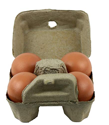 Eier aus Holz in Eierkarton, 4 Stk. in braun, Kaufladenzubehör