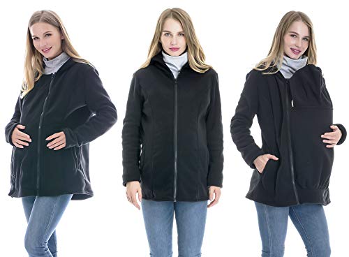 Smallshow Women's 3 in 1 Fleece Maternity Baby Carrier Hoodie Jacket Medium Black - Thumbnail 2