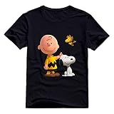StaBe Men's Peanuts Movie 2015 Snoopy T-Shirt Retro XXL Black