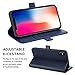 ZOVER Compatible with iPhone Xs/X Case Detachable Genuine Leather Wallet Case Support Wireless Charging Magnetic Car Mount Holder RFID Blocking Kickstand Feature Magnetic Closure Gift Box Navy Blue