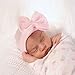 Infanteenie Beenie Pink and White Newborn Hospital Hat with Bow
