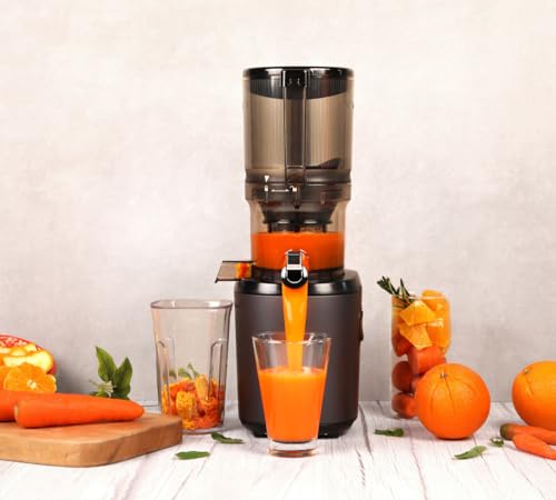 Kuvings | AUTO6 Hands Free Juice Extractor | Automatic Cutting of Whole Fruit and Vegetables | 1.7L Basket | Easy Cleaning | Anthracite