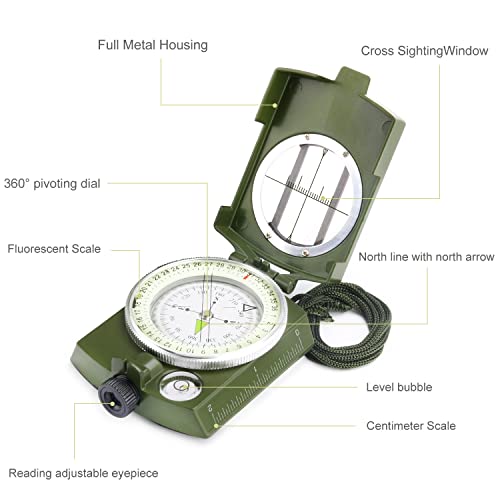 YEHOBU Military Lensatic Sighting Compass Survival for Hiking